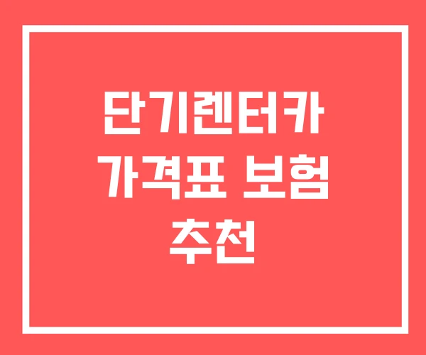 단기렌터카 가격표 보험 추천