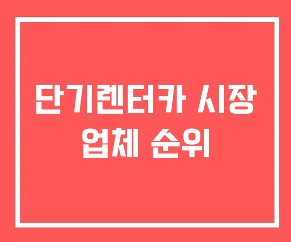 단기렌터카 시장 업체 순위
