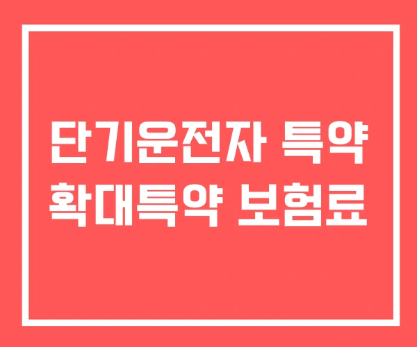 단기운전자 특약 확대특약 보험료