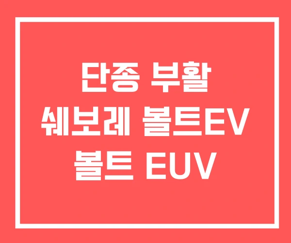 단종 부활 쉐보레 볼트EV 볼트 EUV