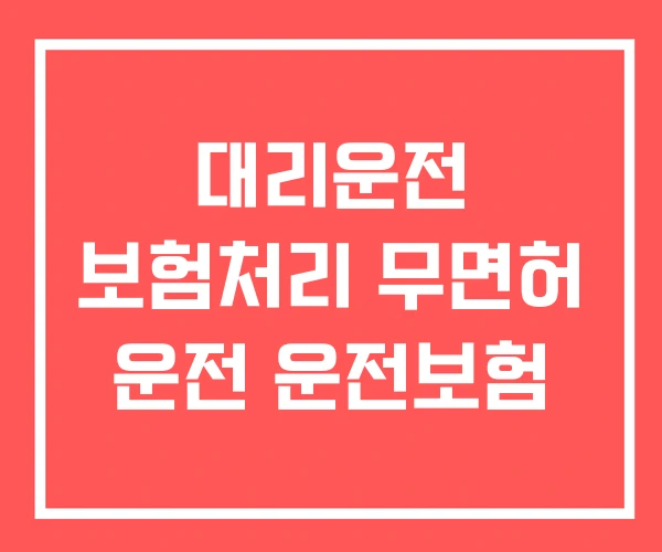 대리운전 보험처리 무면허 운전 운전보험 대리운전 보험처리 무면허 운전 운전보험