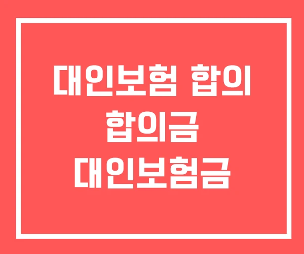 대인보험 합의 합의금 대인보험금 대인보험 합의 합의금 대인보험금