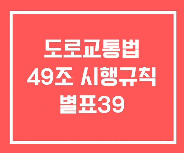 도로교통법 49조 시행규칙 별표39 도로교통법 49조 시행규칙 별표39