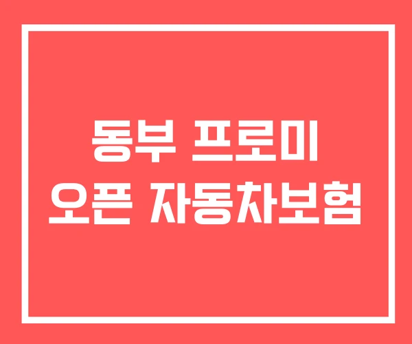 동부 프로미 오픈 자동차보험 동부 프로미 오픈 자동차보험