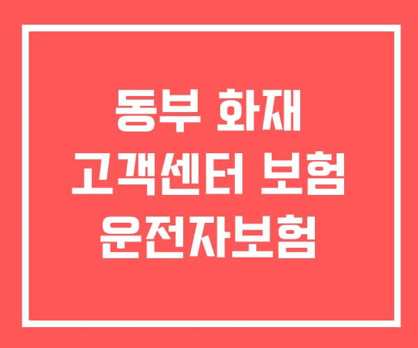 동부 화재 고객센터 보험 운전자보험 동부 화재 고객센터 보험 운전자보험
