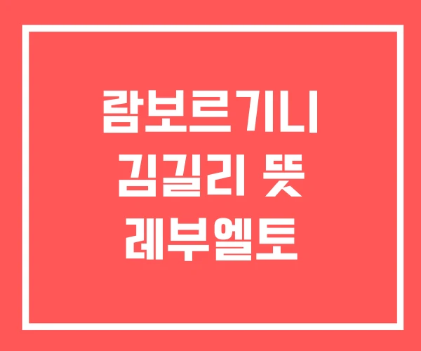 람보르기니 김길리 뜻 레부엘토 람보르기니 김길리 뜻 레부엘토