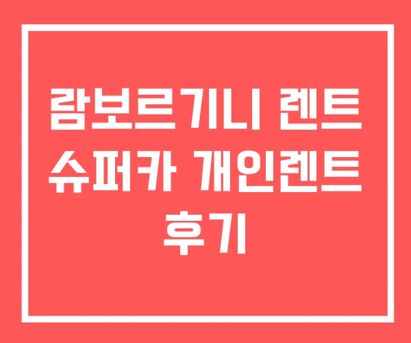 람보르기니 렌트 슈퍼카 개인렌트 후기