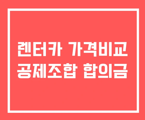 렌터카 가격비교 공제조합 합의금 렌터카 가격비교 공제조합 합의금
