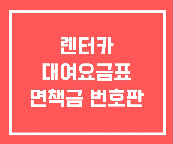 렌터카 대여요금표 면책금 번호판 렌터카 대여요금표 면책금 번호판