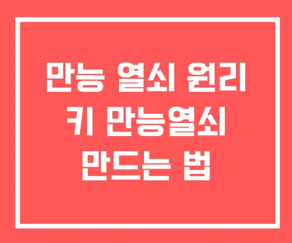 만능 열쇠 원리 키 만능열쇠 만드는 법 만능 열쇠 원리 키 만능열쇠 만드는 법