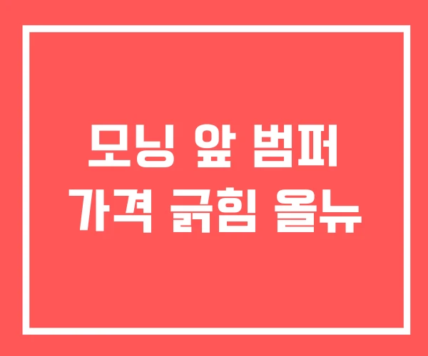 모닝 앞 범퍼 가격 긁힘 올뉴