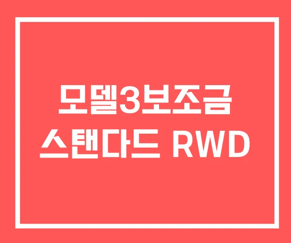 모델3보조금 스탠다드 RWD