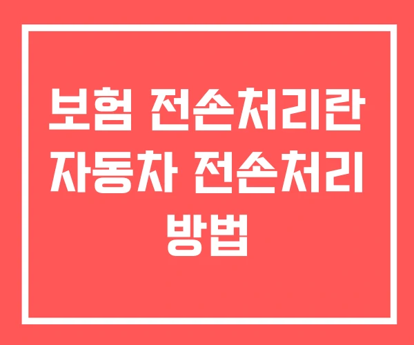 보험 전손처리란 자동차 전손처리 방법 보험 전손처리란 자동차 전손처리 방법