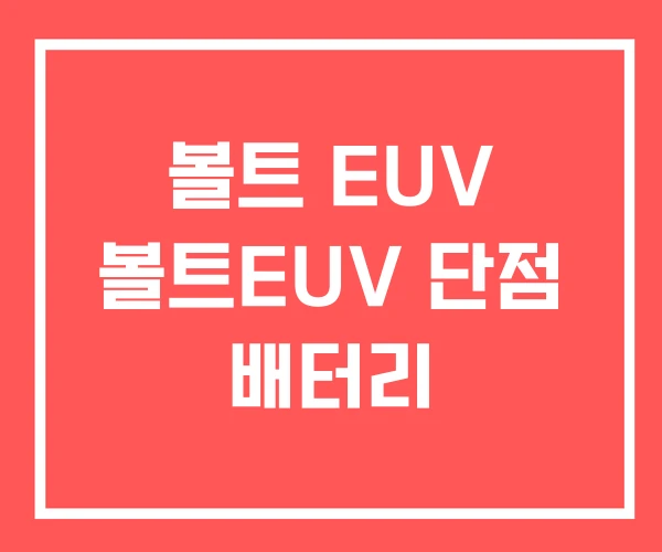 볼트 EUV 볼트EUV 단점 배터리