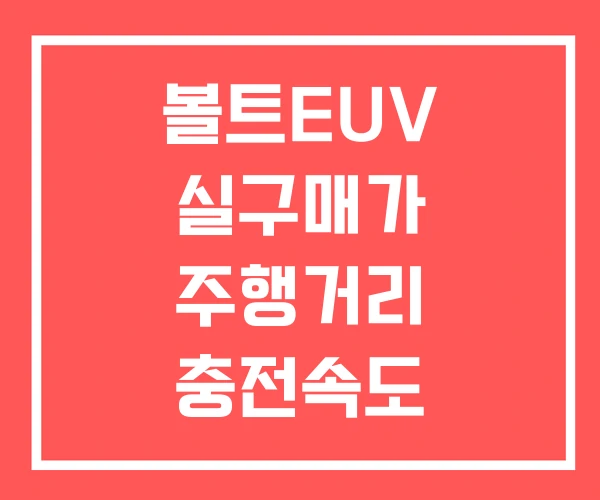 볼트EUV 실구매가 주행거리 충전속도 볼트EUV 실구매가 주행거리 충전속도