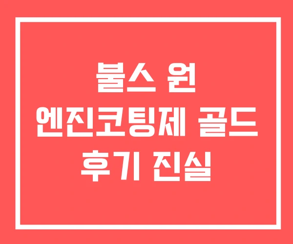 불스 원 엔진코팅제 골드 후기 진실 불스 원 엔진코팅제 골드 후기 진실