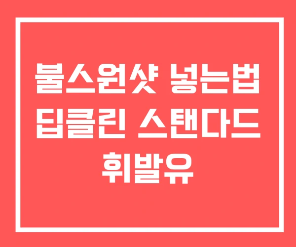 불스원샷 넣는법 딥클린 스탠다드 휘발유