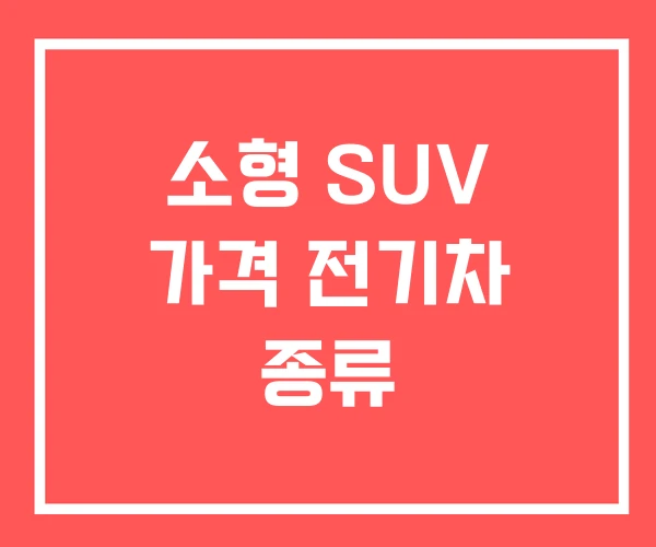 소형 SUV 가격 전기차 종류