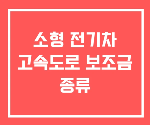 소형 전기차 고속도로 보조금 종류