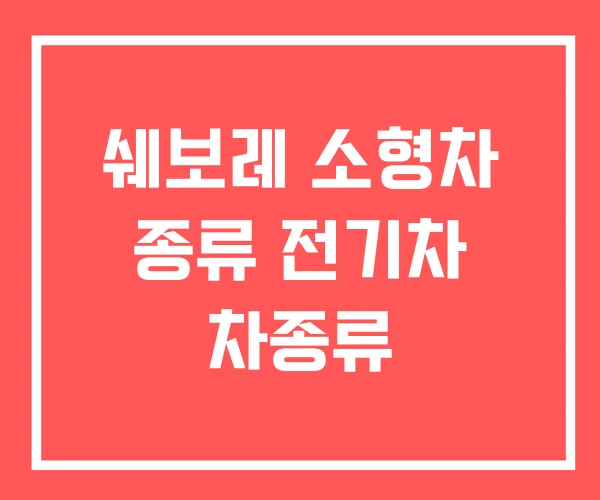 쉐보레 소형차 종류 전기차 차종류