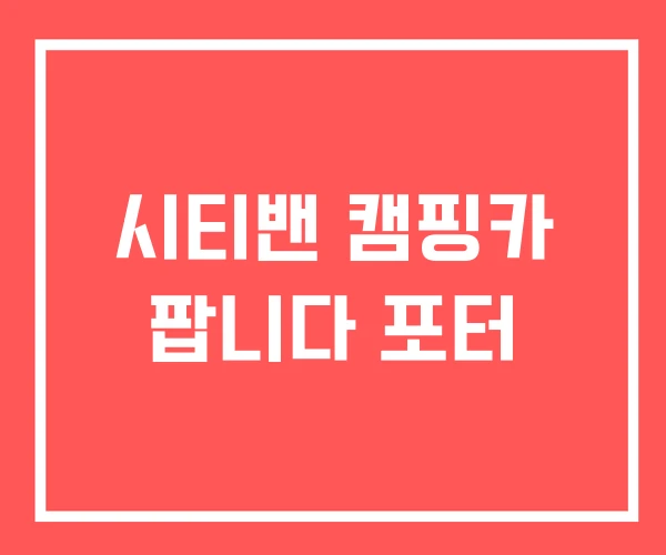 시티밴 캠핑카 팝니다 포터