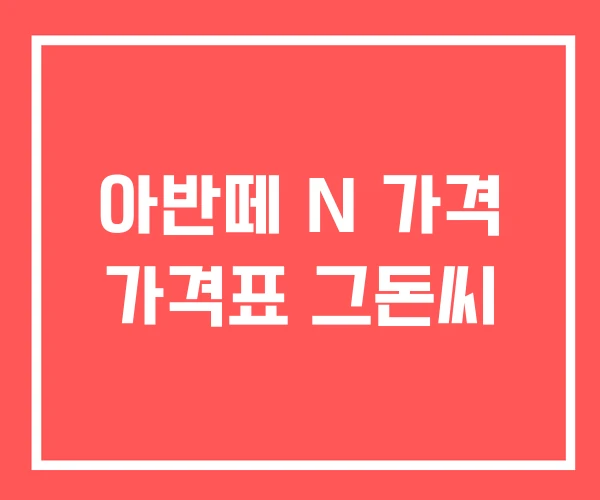 아반떼 N 가격 가격표 그돈씨