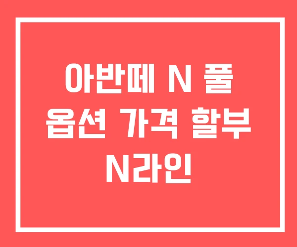 아반떼 N 풀 옵션 가격 할부 N라인