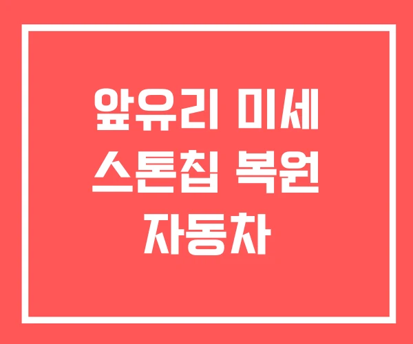 앞유리 미세 스톤칩 복원 자동차 앞유리 미세 스톤칩 복원 자동차