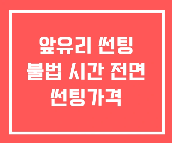 앞유리 썬팅 불법 시간 전면 썬팅가격