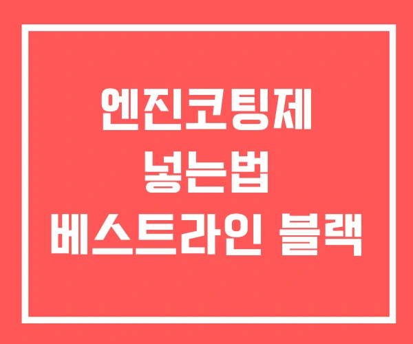 엔진코팅제 넣는법 베스트라인 블랙