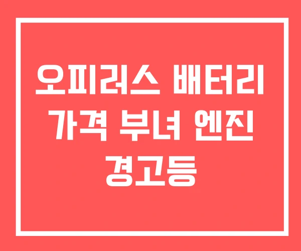 오피러스 배터리 가격 부녀 엔진 경고등
