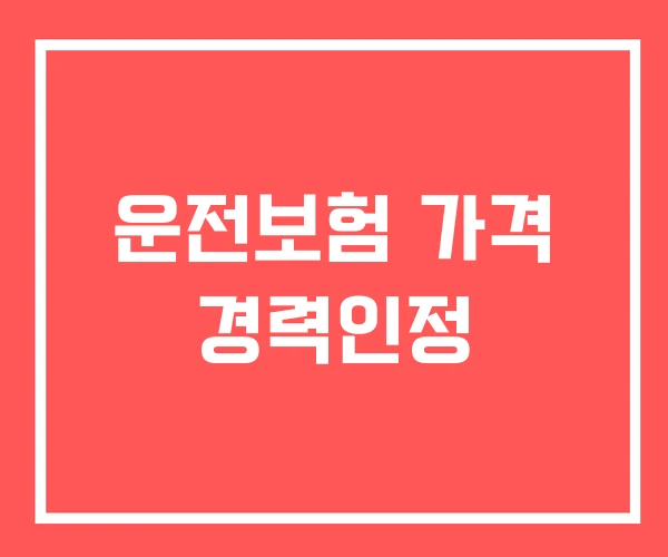 운전보험 가격 경력인정