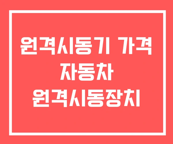 원격시동기 가격 자동차 원격시동장치