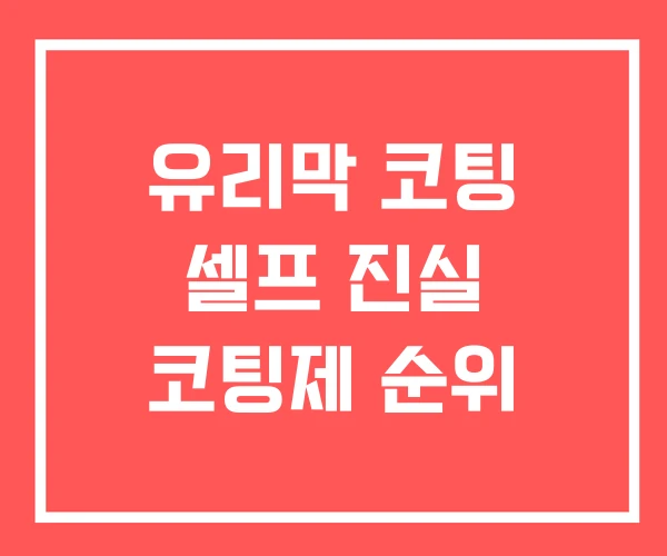 유리막 코팅 셀프 진실 코팅제 순위 유리막 코팅 셀프 진실 코팅제 순위