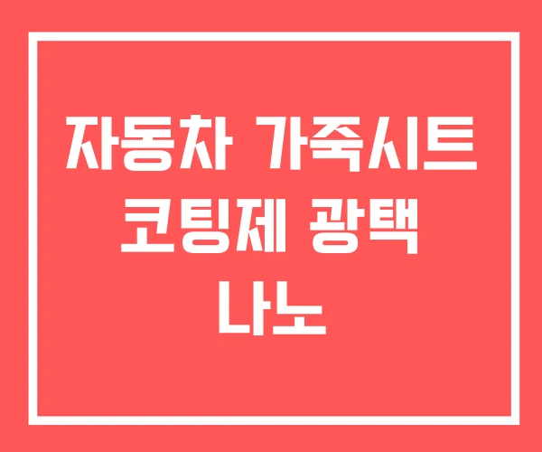 자동차 가죽시트 코팅제 광택 나노 자동차 가죽시트 코팅제 광택 나노