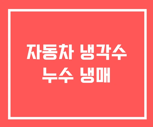 자동차 냉각수 누수 냉매 자동차 냉각수 누수 냉매