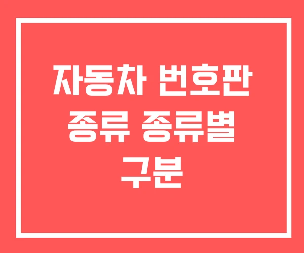 자동차 번호판 종류 종류별 구분