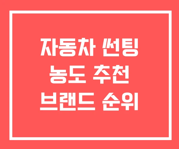 자동차 썬팅 농도 추천 브랜드 순위 자동차 썬팅 농도 추천 브랜드 순위