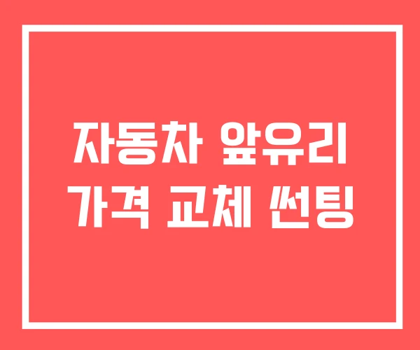 자동차 앞유리 가격 교체 썬팅
