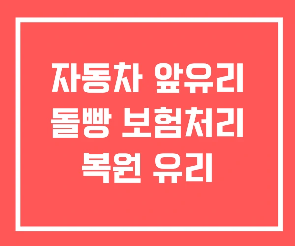 자동차 앞유리 돌빵 보험처리 복원 유리