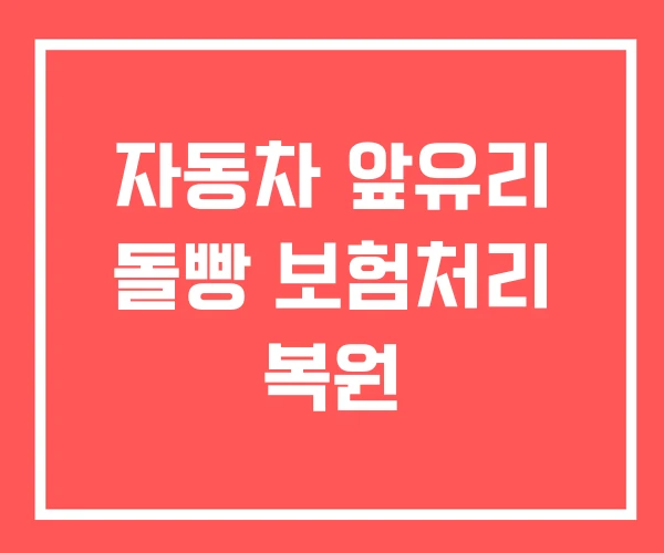 자동차 앞유리 돌빵 보험처리 복원