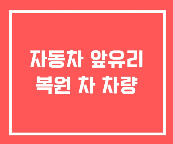 자동차 앞유리 복원 차 차량 자동차 앞유리 복원 차 차량