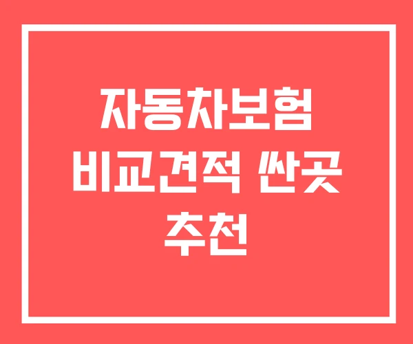 자동차보험 비교견적 싼곳 추천