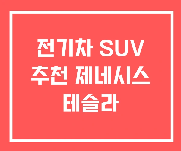 전기차 SUV 추천 제네시스 테슬라
