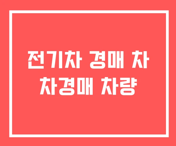 전기차 경매 차 차경매 차량