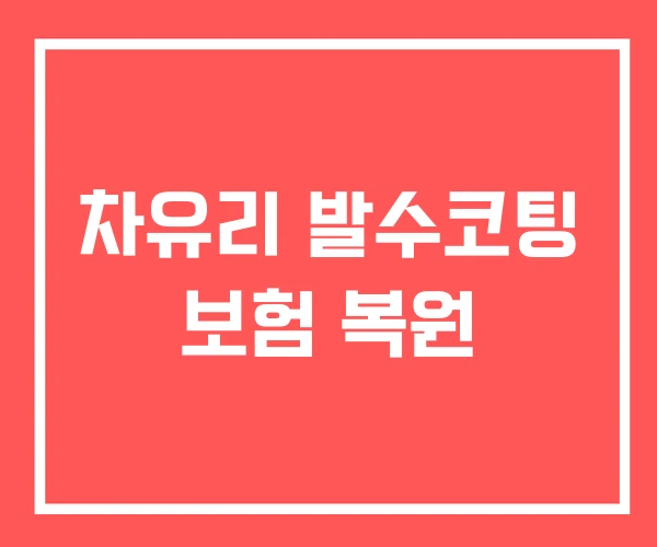 차유리 발수코팅 보험 복원