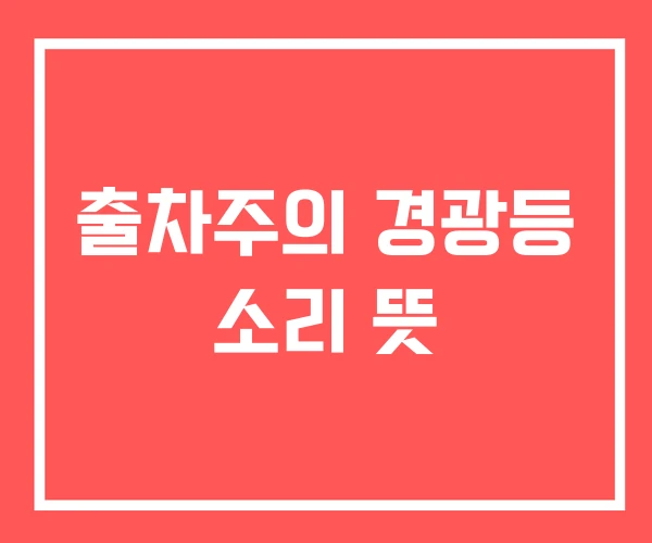 출차주의 경광등 소리 뜻