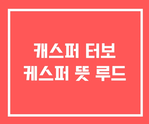 캐스퍼 터보 케스퍼 뜻 루드