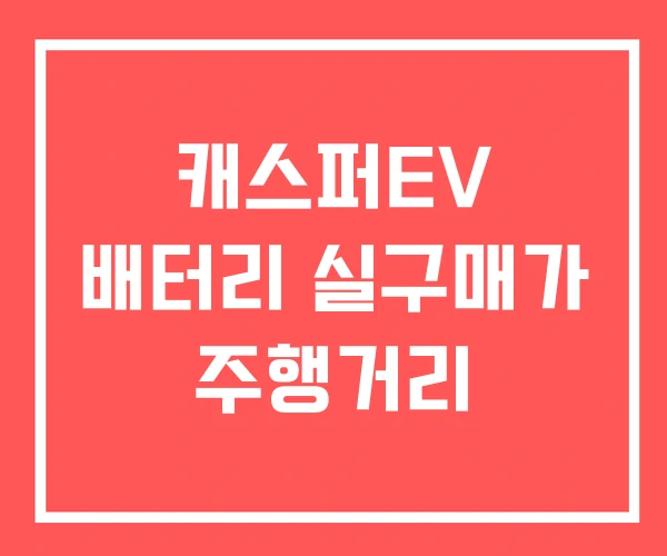 캐스퍼EV 배터리 실구매가 주행거리