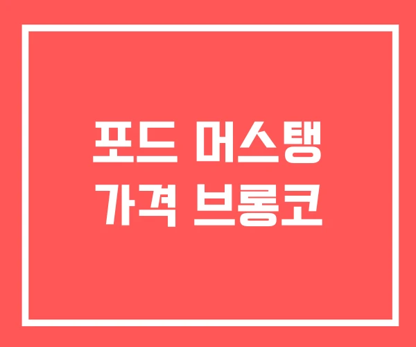 포드 머스탱 가격 브롱코